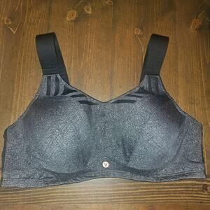 Lane Bryant Livi Max Support Underwire BlackGray Sports Bra 46 DD High Impact